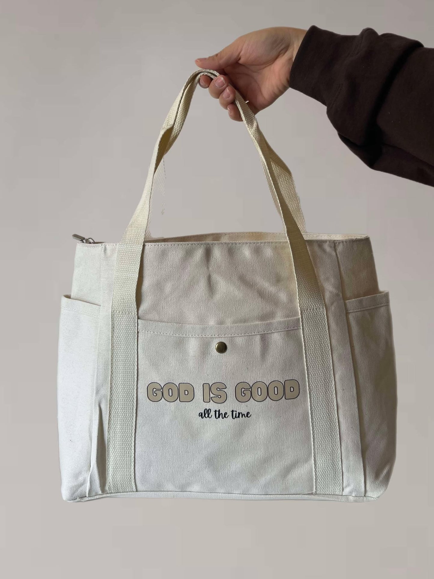 God is Good Tote Bag/ pockets