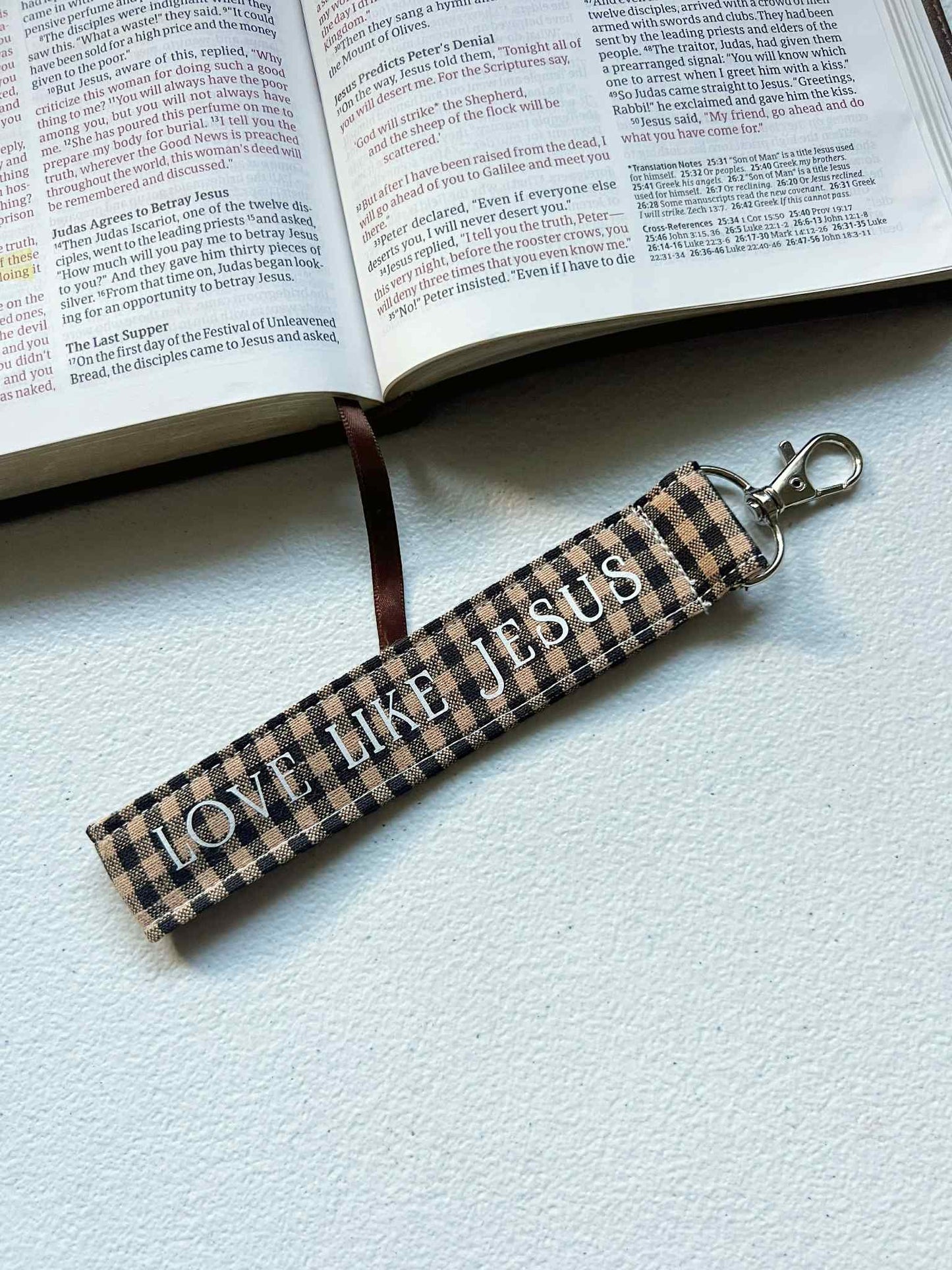 Brown Plaid Wristlet