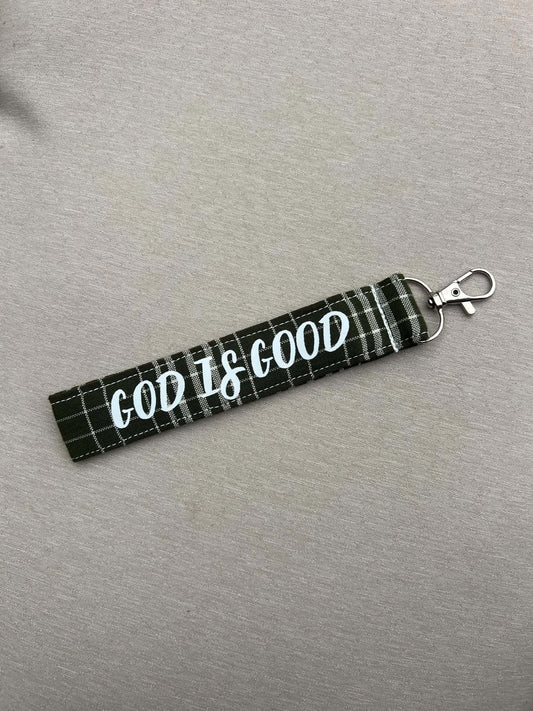Green Plaid Wristlet