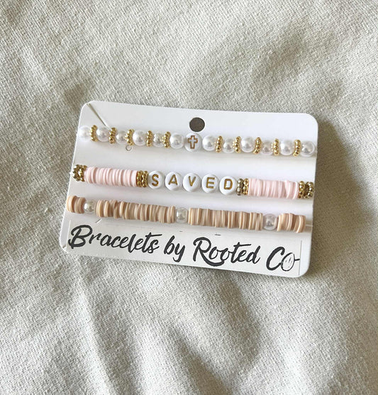 Saved/ Pearl Bracelet Set