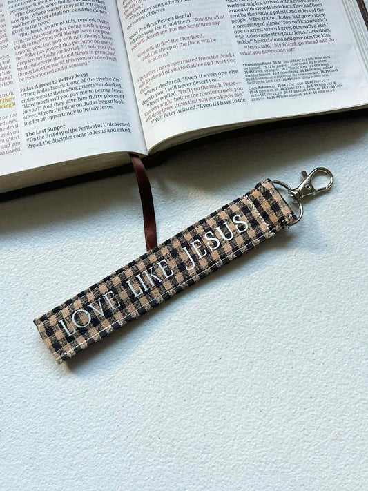 Brown Plaid Wristlet